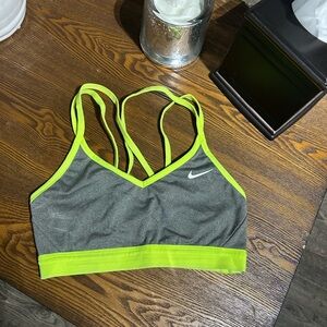 Nike Gray and Green Racerback Sports Bra